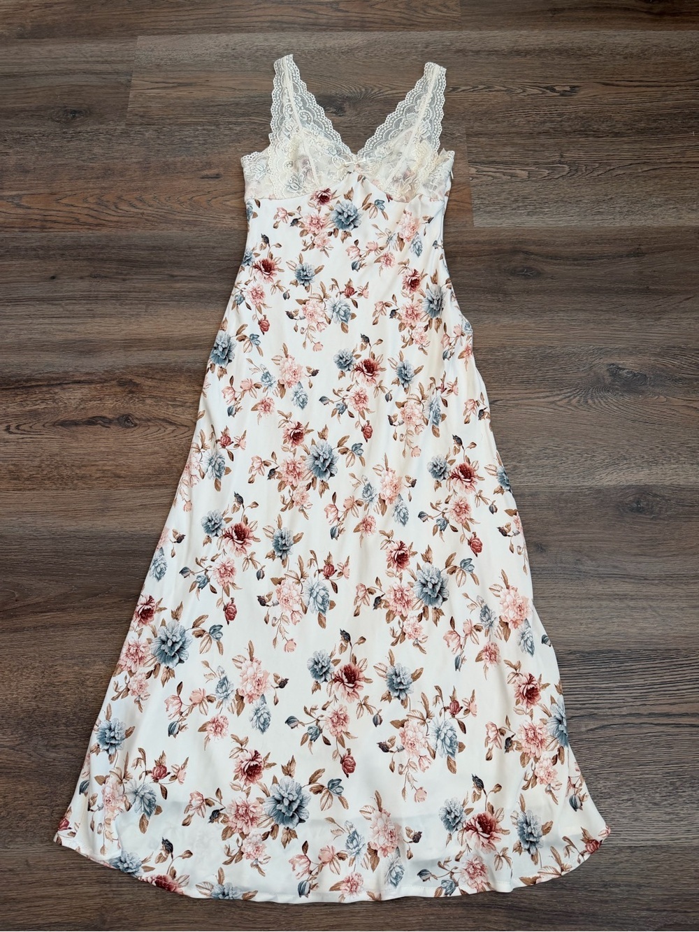 Trixxi Los Angeles Floral Lace Maxi Slip Dress Cream Vintage Style Size Small